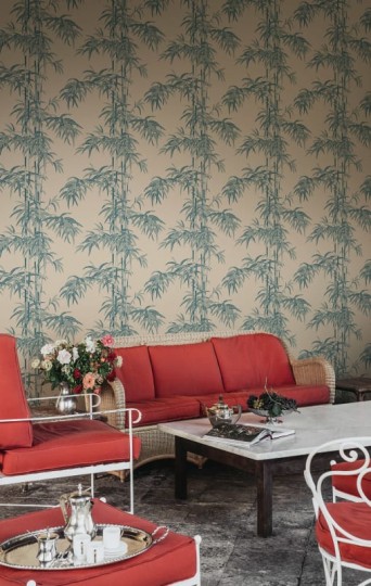 Sandberg S10444 Palm Garden Leon Misty Blue – tapeta w gałęzie bambusa