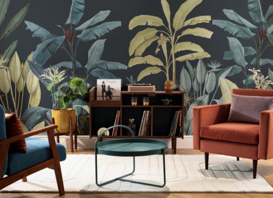 Hovia TR0033DA04W Redouté Dark - mural w liście