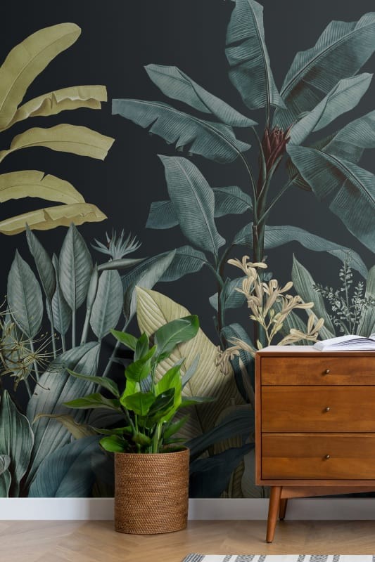 Hovia TR0033DA04W Redouté Dark - mural w liście