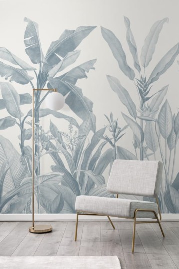 Hovia TR0364BU04W Redouté Blue - mural w liście