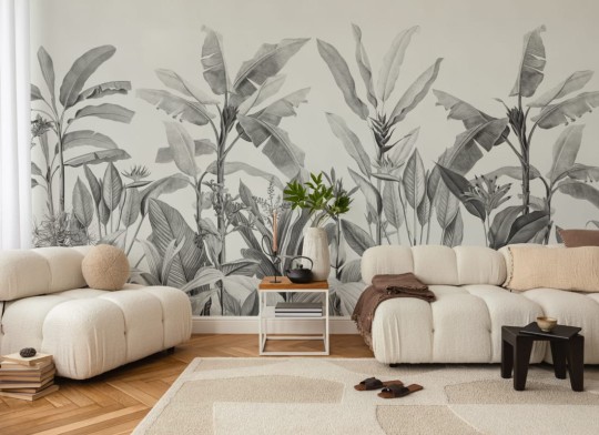 Hovia TR0042BW04W Redouté Monochrome - mural w liście