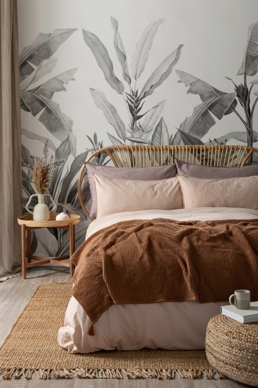 Hovia TR0042BW04W Redouté Monochrome - mural w liście