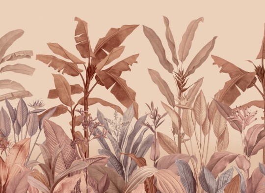 Hovia TR0367OR04W Redouté Terracotta - mural w liście