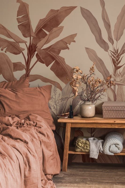 Hovia TR0367OR04W Redouté Terracotta - mural w liście