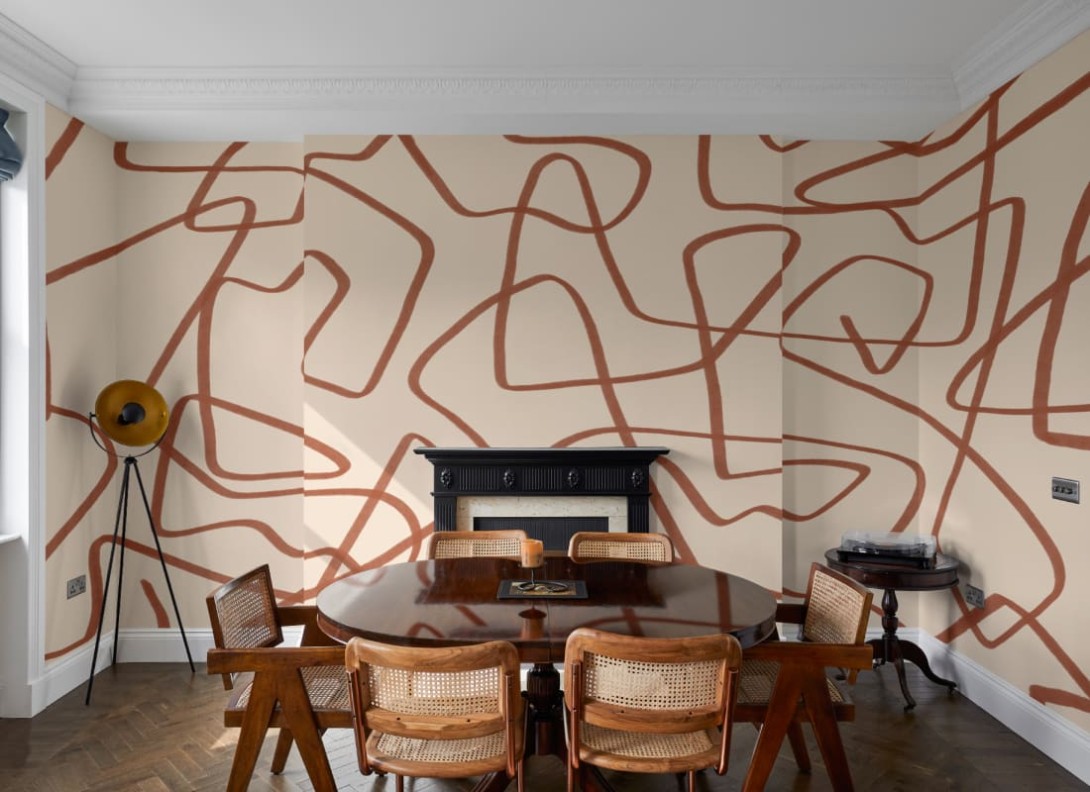 Hovia AB0001WH03W Freeflow Red Clay - mural w abstrakcyjne linie