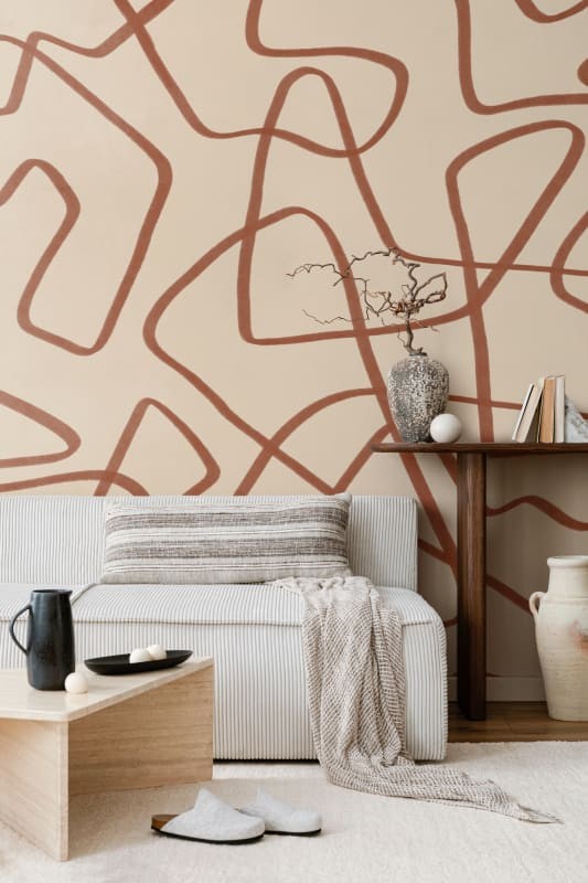 Hovia AB0001WH03W Freeflow Red Clay - mural w abstrakcyjne linie