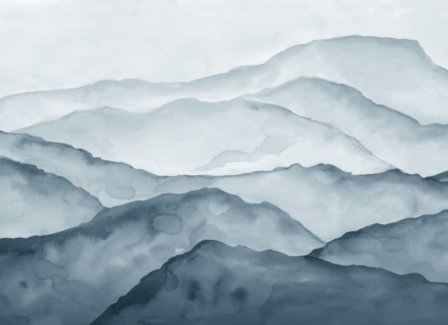 Hovia LA0020BU04W Cevenne Blue - mural w akwarelowy pejzaż górski