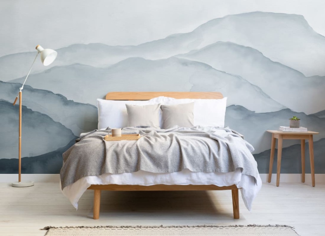 Hovia LA0020BU04W Cevenne Blue - mural w akwarelowy pejzaż górski