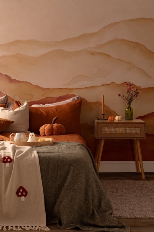 Hovia LA0021OR04W Cevenne Orange - mural w akwarelowy pejzaż górski