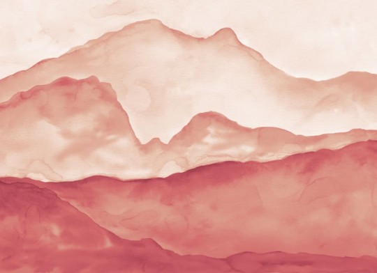 Hovia LA0023OR04W Olympus Orange - mural w akwarelowy krajobraz górski