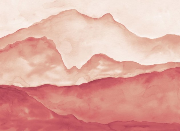 Hovia LA0023OR04W Olympus Orange - mural w akwarelowy krajobraz górski