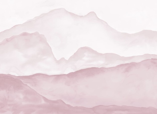 Hovia LA0055PI04W Olympus Pink - mural w akwarelowy krajobraz górski