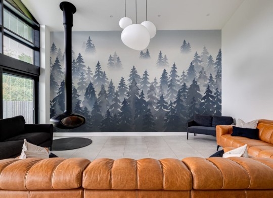 Hovia FO0093BU04W Tylöskog Blue - mural w leśny krajobraz we mgle