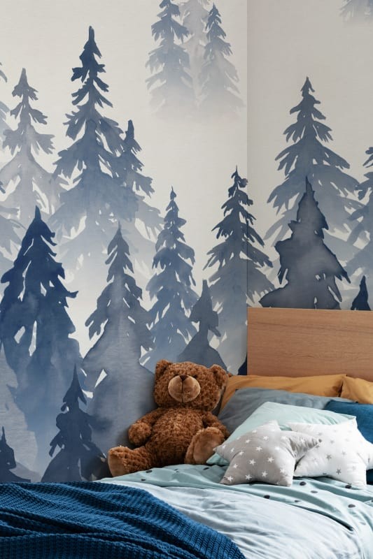 Hovia FO0093BU04W Tylöskog Blue - mural w leśny krajobraz we mgle