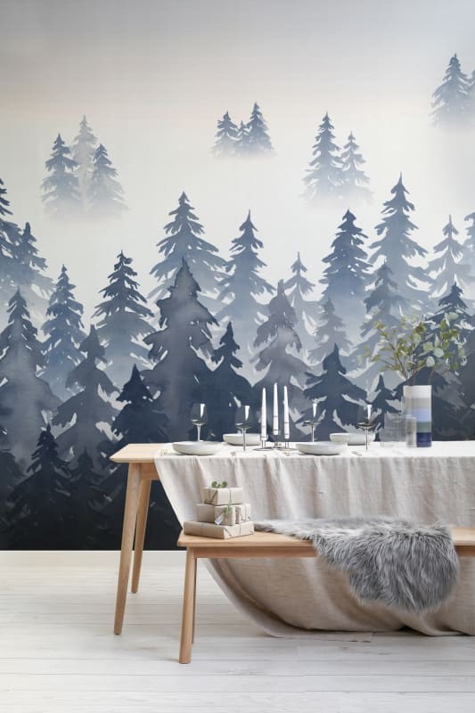 Hovia FO0093BU04W Tylöskog Blue - mural w leśny krajobraz we mgle
