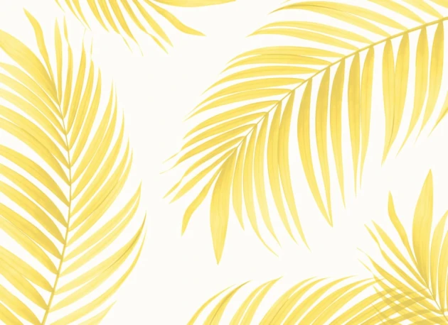 Hovia TR0003BI02W Spindle Yellow - mural w duże liście