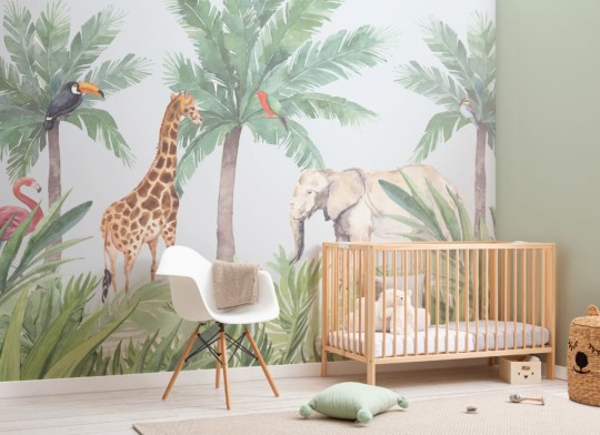 Hovia NS0014MU02W Hidden Paradise - mural dla dzieci w egzotyczne zwierzęta i rośliny