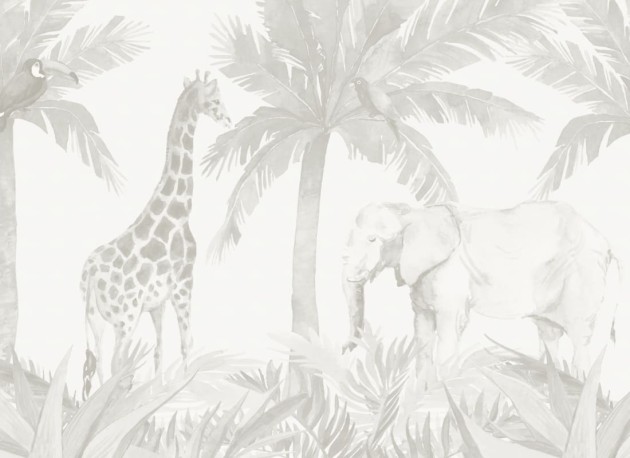 Hovia AN0564NE04W Hidden Paradise Neutral - mural dla dzieci w egzotyczne zwierzęta i rośliny