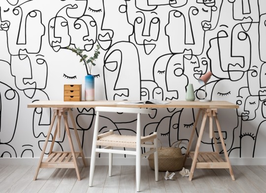 Hovia AB0042BW03W Portrait - mural w abstrakcyjne twarze