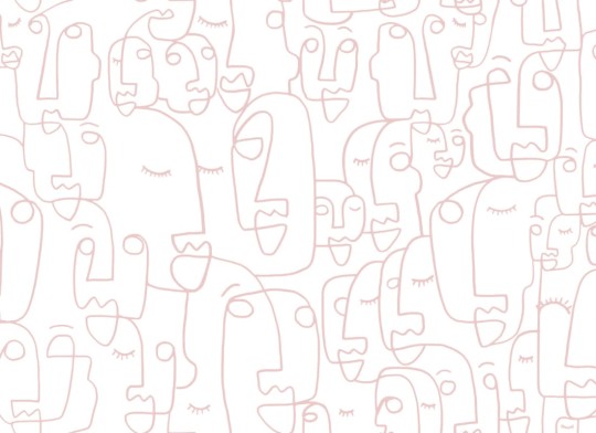 Hovia AB0038PI03W Portrait Dusty Pink - mural w abstrakcyjne twarze