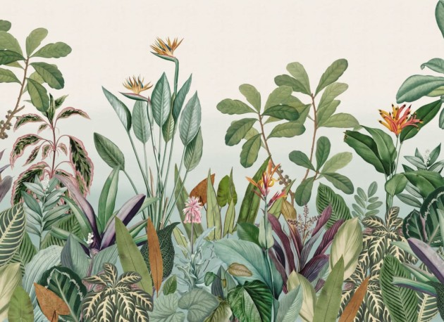 Hovia TR0048GR03W Oasis Green - mural w egzotyczne rośliny