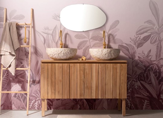 Hovia TR0049PI03W Oasis Pink - mural w egzotyczne rośliny