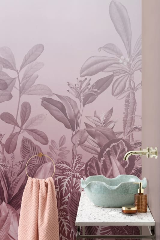 Hovia TR0049PI03W Oasis Pink - mural w egzotyczne rośliny