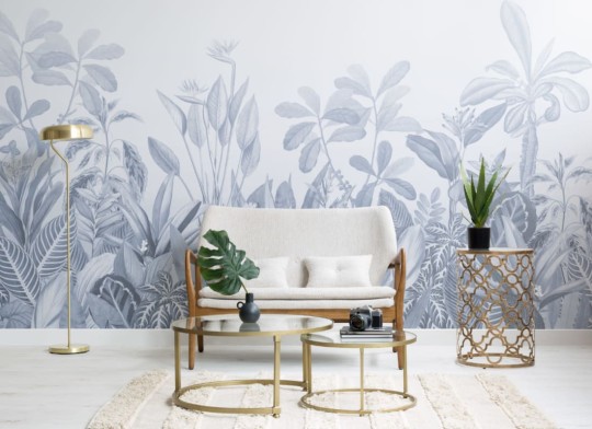 Hovia TR0050BU03W Oasis Blue - mural w egzotyczne rośliny