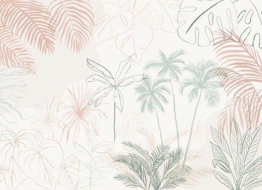 Hovia TR0036NE04W Soothe - mural w minimalistyczne rośliny tropikalne
