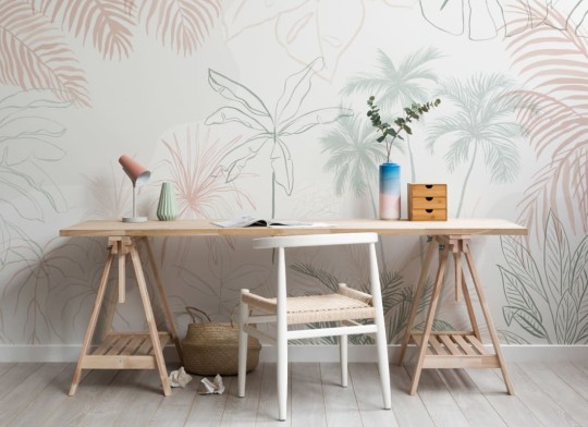 Hovia TR0036NE04W Soothe - mural w minimalistyczne rośliny tropikalne