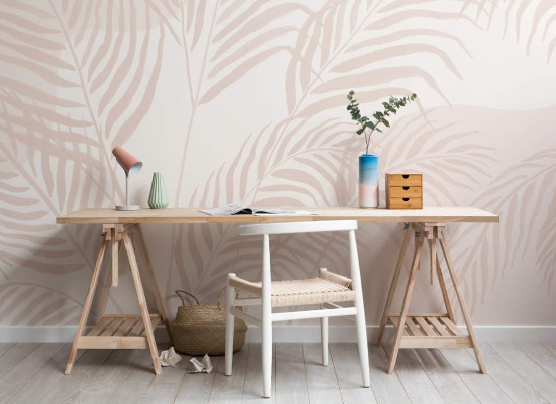 Hovia TR0041PI04W Palmetto Pink - mural w liście palm