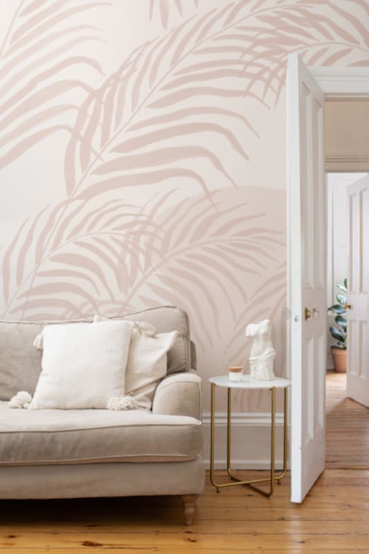 Hovia TR0041PI04W Palmetto Pink - mural w liście palm