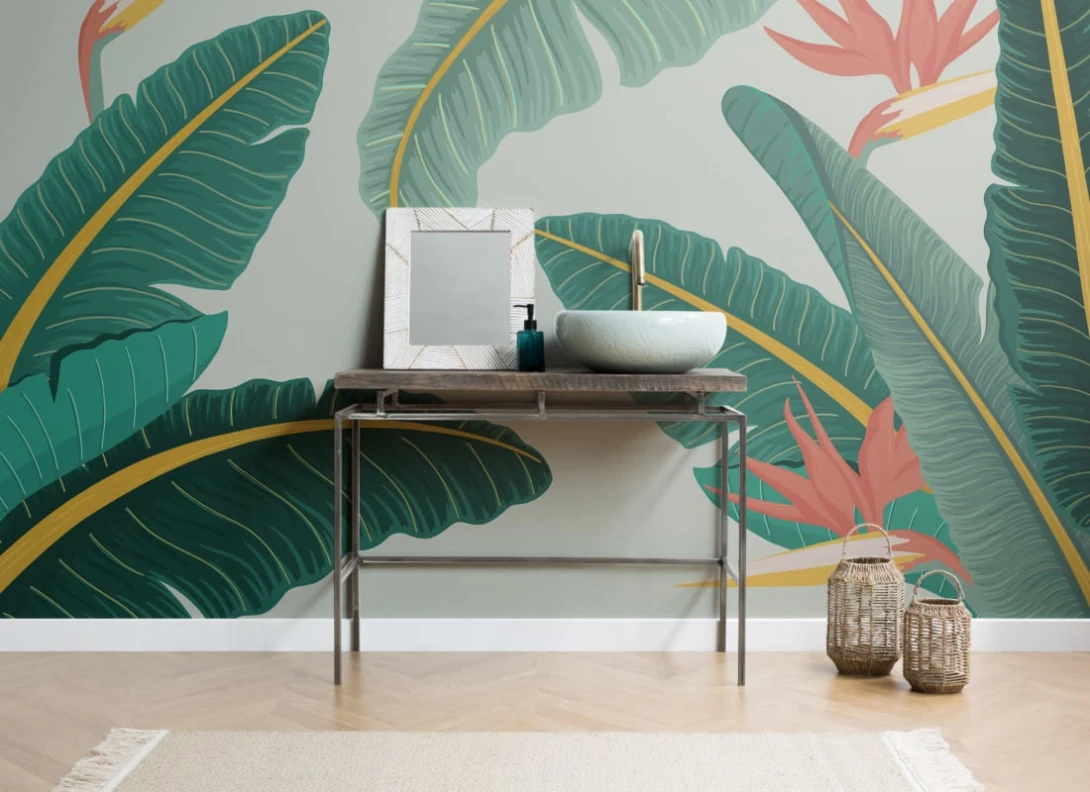 Hovia TR0021GR03W Midsummer - mural w liście bananowca