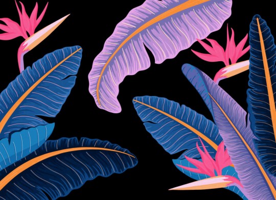 Hovia TR0022BU03W Midsummer Blue - mural w liście bananowca