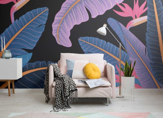 Hovia TR0022BU03W Midsummer Blue - mural w liście bananowca