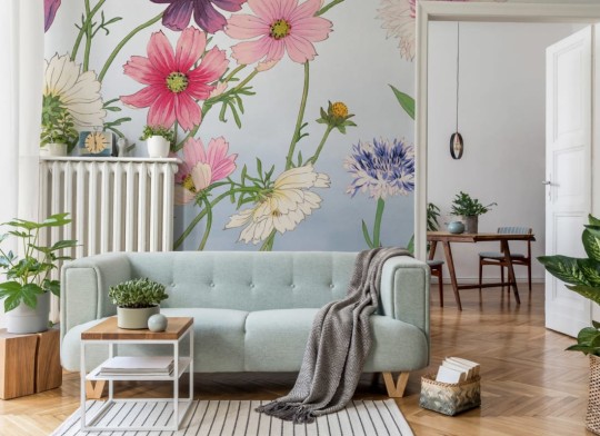 Hovia FL0226BU07W Cosmos - mural w duże kwiaty