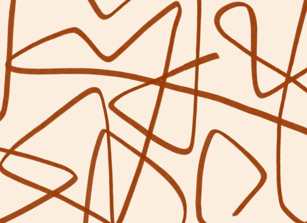 Hovia AB0005BL03W Scrawl Terracotta - mural w abstrakcyjne linie