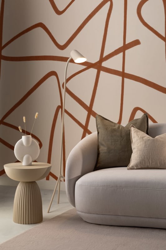 Hovia AB0005BL03W Scrawl Terracotta - mural w abstrakcyjne linie