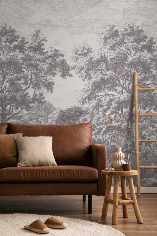 Hovia FO0097GE05W Wytham Grey - mural w drzewa