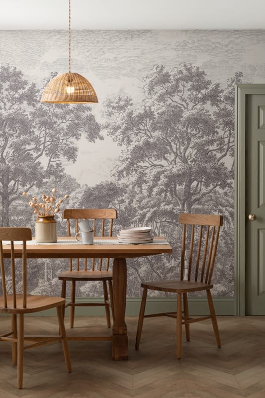 Hovia FO0097GE05W Wytham Grey - mural w drzewa
