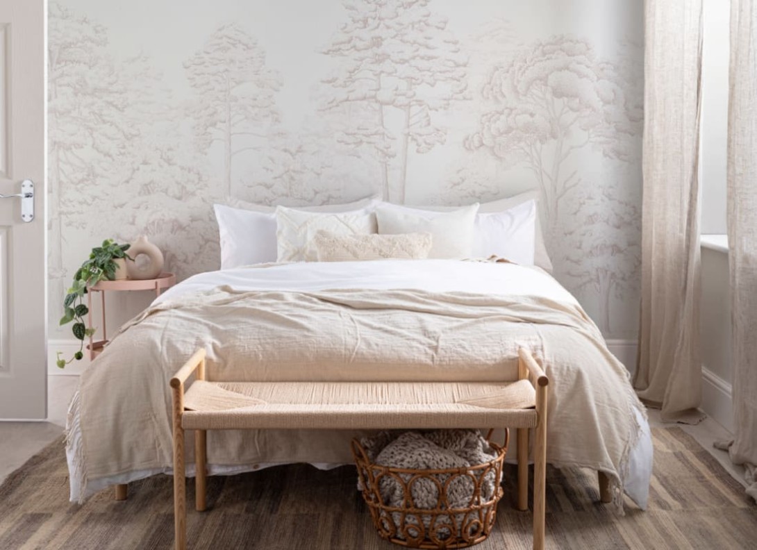 Hovia FO0103NE04W Grove Pink - mural w ilustrowany las