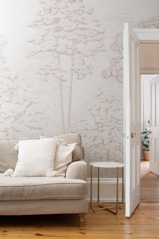 Hovia FO0103NE04W Grove Pink - mural w ilustrowany las