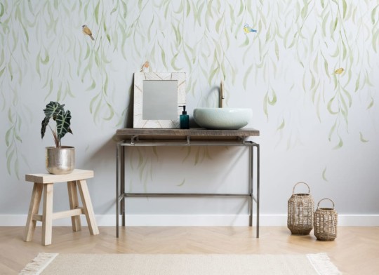 Hovia NA0039GR06W Walney - mural w liście i ptaki