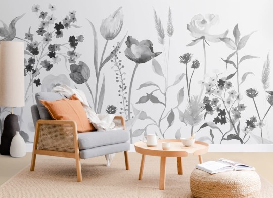 Hovia FL0133GE03W Edwina Monochrome - mural w akwarelowe kwiaty