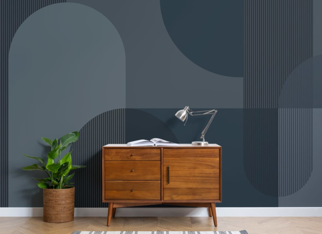 Hovia GE0182DA03W Nystrom Navy - mural w geometryczny wzór