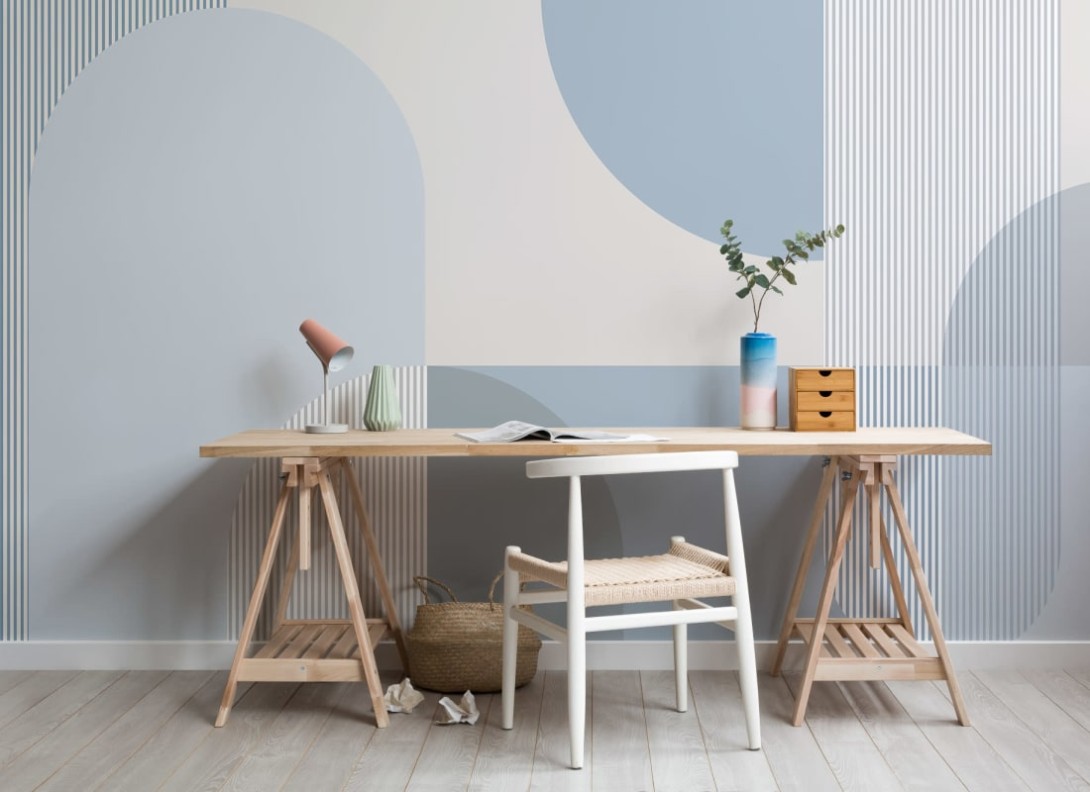 Hovia GE0181BU03W Nystrom Blue - mural w geometryczny wzór