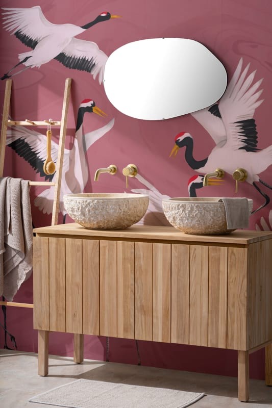 Hovia AN0052PI03W Tancho Pink - mural w żurawie