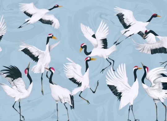 Hovia AN0053BU03W Tancho Blue - mural w żurawie