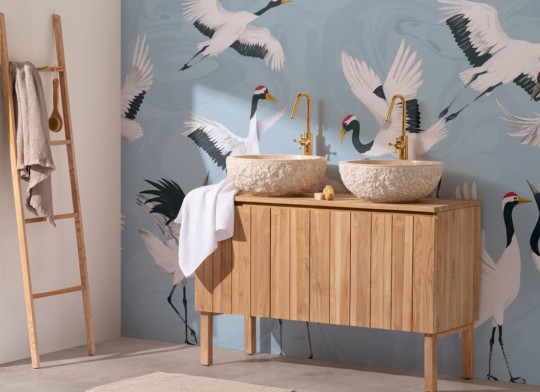 Hovia AN0053BU03W Tancho Blue - mural w żurawie