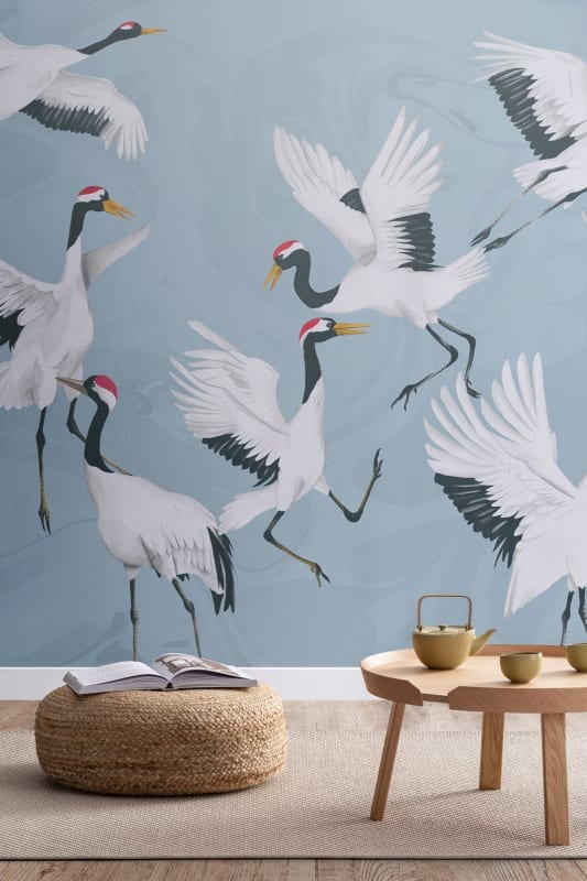 Hovia AN0053BU03W Tancho Blue - mural w żurawie